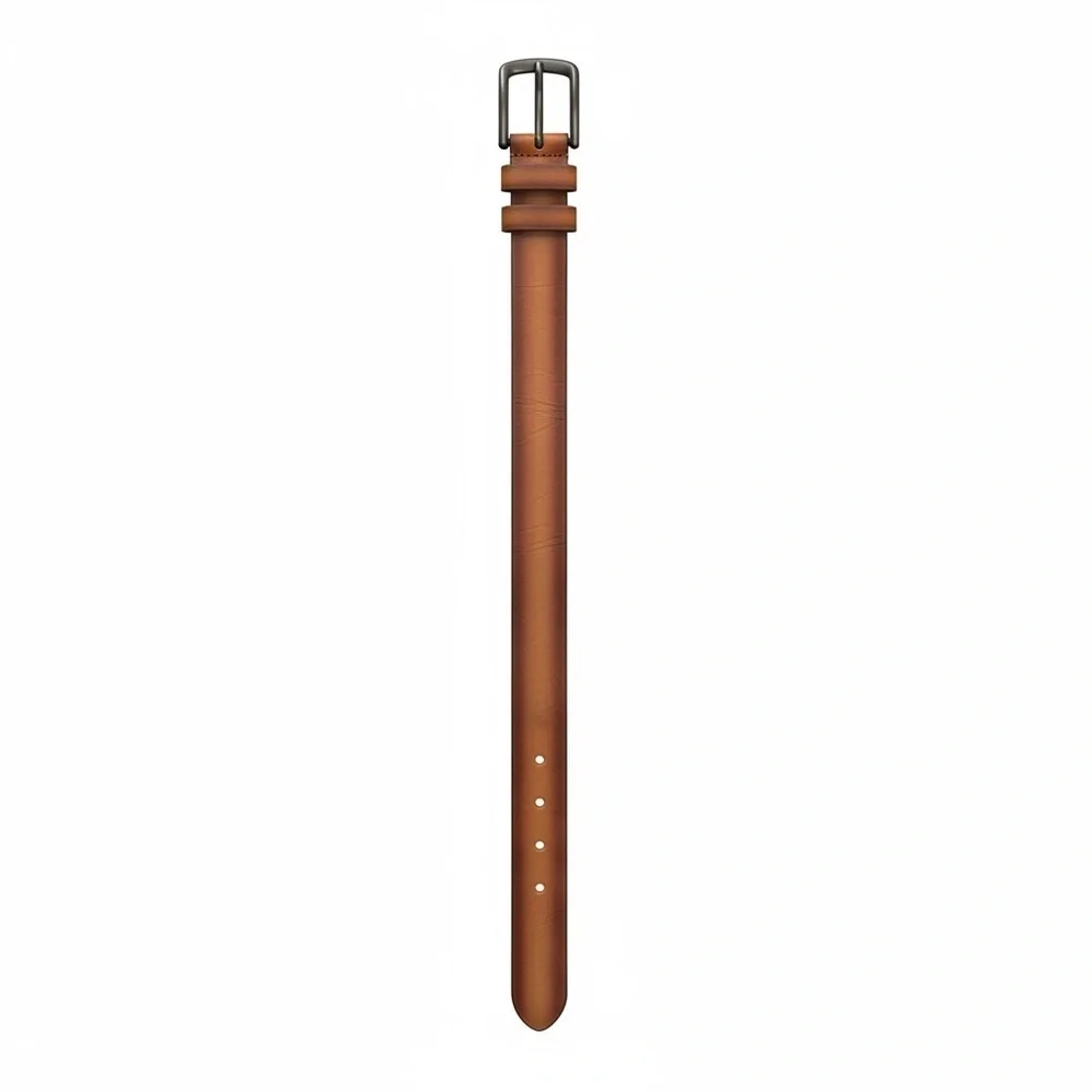 Club Room Brown Leather Belt with Silver Buckle
